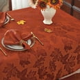 thumbnail image 4 of SASTYBALE 52x52 Inch Rust Red Vintage Maple Leaves Jacquard Tablecloth - Spill-Proof for Thanksgiving Feasts & Cozy Fall Dinners, 4 of 7