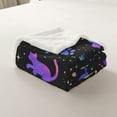 thumbnail image 5 of Neon Cat Fleece Blanket Lovely Glowing Kitten Sherpa Blanket, Cute Kawaii Blanket Starry Sky Throw Blanket for Sofa, Gradient Paws Flannel Blanket Cartoon Animal Themed Room Decor, Black, 5 of 6