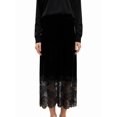 thumbnail image 3 of Women Midi Skirt A-Line Skirt with Lace Trim Long Skirt Casual Midi Skirt Black S, 3 of 9