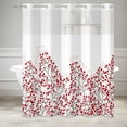 thumbnail image 3 of MIZHONA Red Floral Shower Curtain with Snap in Liner,Flower Fabric Bathroom Curtain No Hooks,71"× 74", 3 of 6