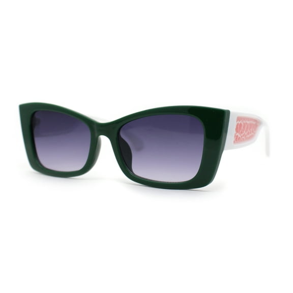 Womens Squared Gothic Cat Eye Mod Plastic Sunglasses Green White Smoke