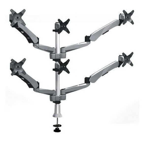 Cotytech Six Monitor Desk Mount Spring Arm (4) Quick Release With 2-in-1 Base