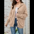 thumbnail image 4 of Cárdigan Informal con Cuello en V y Botones para Mujer, Sudadera con Capucha y Larga Caqui XL, 4 of 8