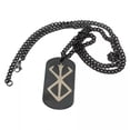 thumbnail image 4 of HOOUN Stainless Steel Amulet Dog Tag Necklace Pendant Black Rune of berserker warriors, 4 of 6