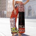 thumbnail image 5 of WTOBBY Women's Summer Boho Palazzo Wide Leg Pants with Retro Print High Waist Elastic Drawstring and Functional Pockets for Vintage Casual Style ,Vermilion XL, 5 of 7