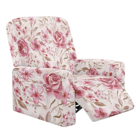 HELLHERO Rose Print Recliner Chair Covers Lazyboy 4 Piece Recliner Cover 1 Seat Extra Large Sofa Cover for Reclining Sofa Single, Home Decor