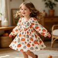 thumbnail image 5 of Likimi Infant Toddler Girls Hallowmas Dress Square Neck Long Sleeve Halloween Pumpkin Print For Party Fashion Dresses Size 2Y, 5 of 8
