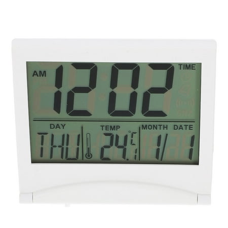 OULII White Electronic Alarm Clock Digital Display Foldable for Bedroom and Office Use
