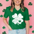 thumbnail image 5 of MOUSYA St. Patrick Day Green Shamrock Tee Shirt Women Clover Vintage Tee Top Four Leaf Retro V Neck T Shirts (Green,L), 5 of 7