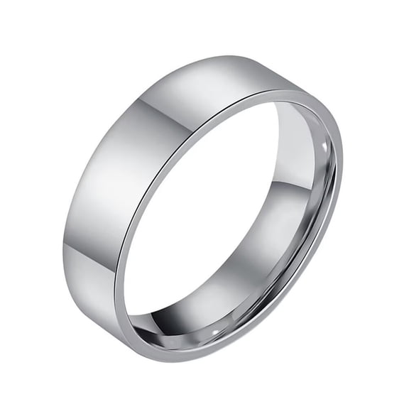 PAMTIER Men's and Women's Stainless Steel 6MM Classic Minimalist Flat Exterior Curved Interior Polished Ring Silver Size 6