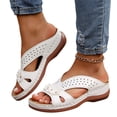 thumbnail image 2 of Domuza Womens Orthopedic Sandals Non Slip Slip on Arch Support Flat Wedge Sandals Breathable Work Shoes 2026 New Vacation Beach Orthopedic Shoes White 7（EU-38）, 2 of 6