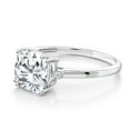 thumbnail image 3 of Gem Stone King 10K White Gold White Moissanite and White Diamond Engagement Ring for Women (2.41 Cttw, Cushion 8MM, Available in Size 5, 6, 7, 8, 9), 3 of 5