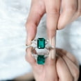 thumbnail image 5 of Rosec Jewels Lab Grown Emerald Cut Emerald Ring - Cocktail Ring for Women - 10X14 mm - AAAA Grade Certified - with Jewelry Box, 10K White Gold, US 9.00, 5 of 8