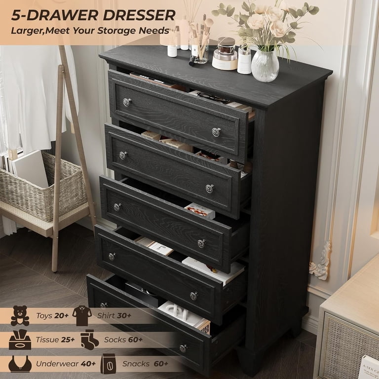 48 inch dresser Sikaic Wide Rattan 6 Drawer Dresser Grey Oak Boho inch thickness for superior strength Ericsson 6-Drawer Dresser (48")