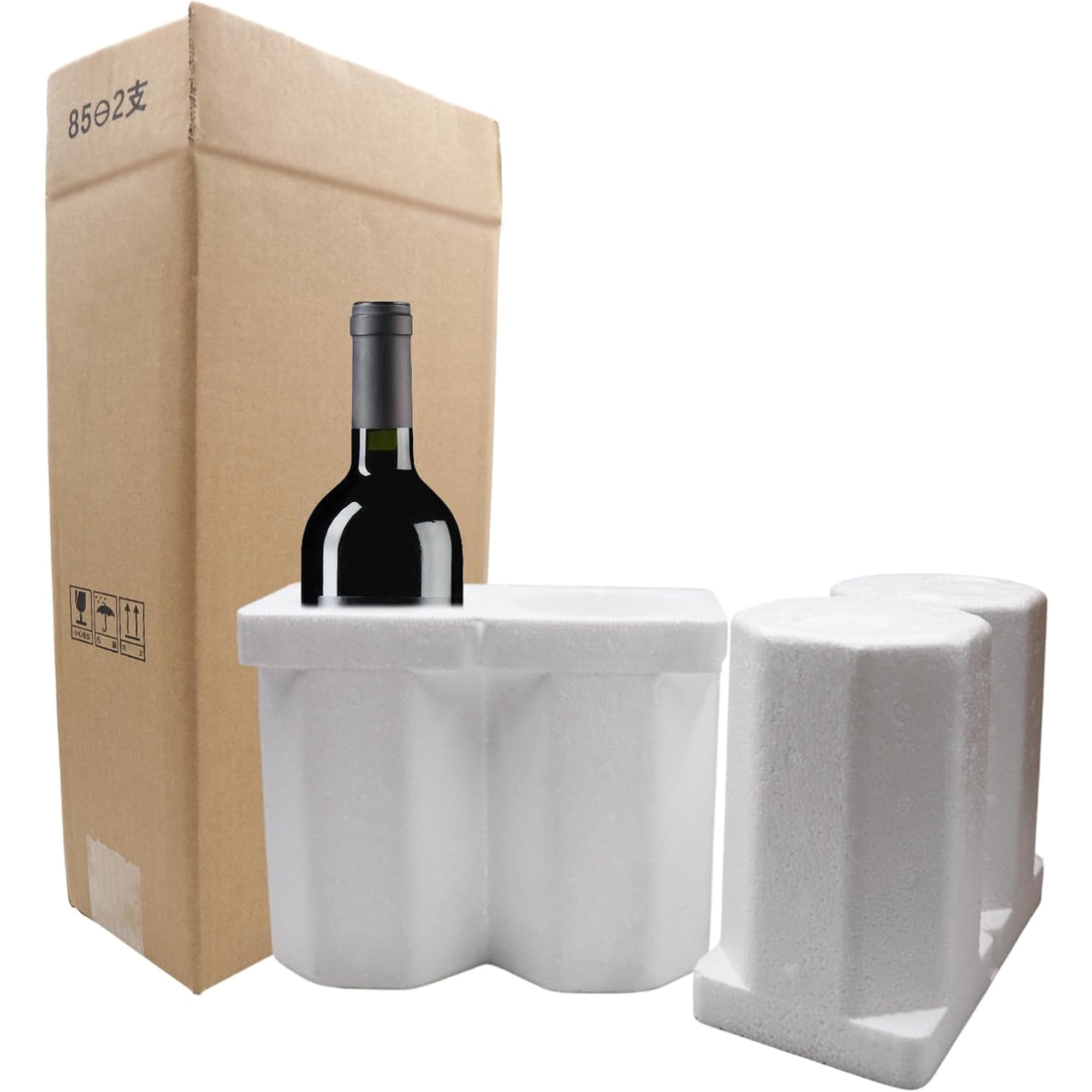 Double Bottle Wine Shipping Box with Corrugated Paper and Protective Foam Wine Shipping Packaging Boxes