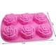 thumbnail image 2 of Herramientas para hornear Paquete de 4 moldes de silicona con forma de rosa para jabón hecho a mano, pasteles, gelatina, pudín, chocolate, magdalenas, 6 cavidades Zhivalor HMYH543, 2 of 2