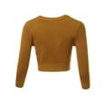 thumbnail image 3 of A2Y Women's Solid Cropped Bolero 3/4 Sleeve Button Down V-Neck Cardigan Sweater Bronze 4XL, 3 of 5