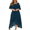thumbnail image 1 of LSLJS Plus Size Women Sexy Ruffle Strapless Splicing Lace Splicing Short Sleeve Dresses, Plus Size Dress, 1 of 7