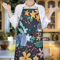 thumbnail image 6 of Pioneer Flower Floral Print Pattern Apron-Garden Aprons for Women with Pockets-Cotton Linen Waterproof Kitchen Cooking Gardening Aprons Adjustable for Kitchen,Cooking,BBQ and Salon 33x27 Inch, 6 of 7