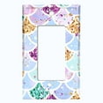 thumbnail image 2 of Metal Light Switch Wall Plate Outlet Cover (Mermaid Scale Pattern Glitter Print Pastel - Single Rocker), 2 of 2