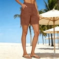 thumbnail image 4 of Bermuda Linen Shorts for Women High Waisted Casual Yoga Shorts Loose Summer Shorts with Pockets, XL, 4 of 5