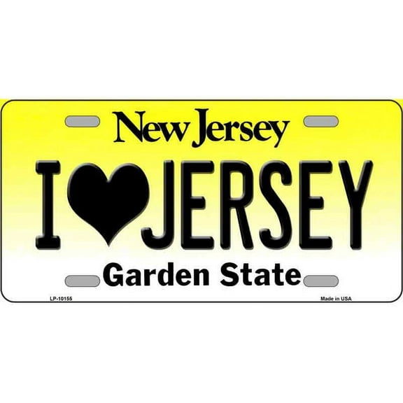 I Love Jersey New Jersey Background Novelty Metal License Plate LP-10155