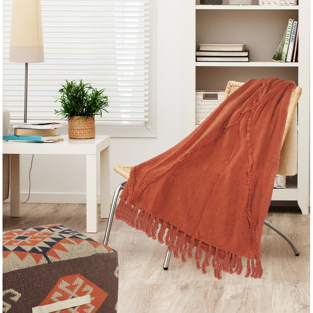 LR Home Terracotta Clay Tufted 50" x 60" Throw Blanket