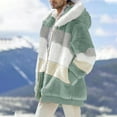 thumbnail image 2 of safuny Oversized Fuzzy Fleece Jackets For Men Color Block Zip Hooded Coat Warm Winter Outerwear Green L, 2 of 7
