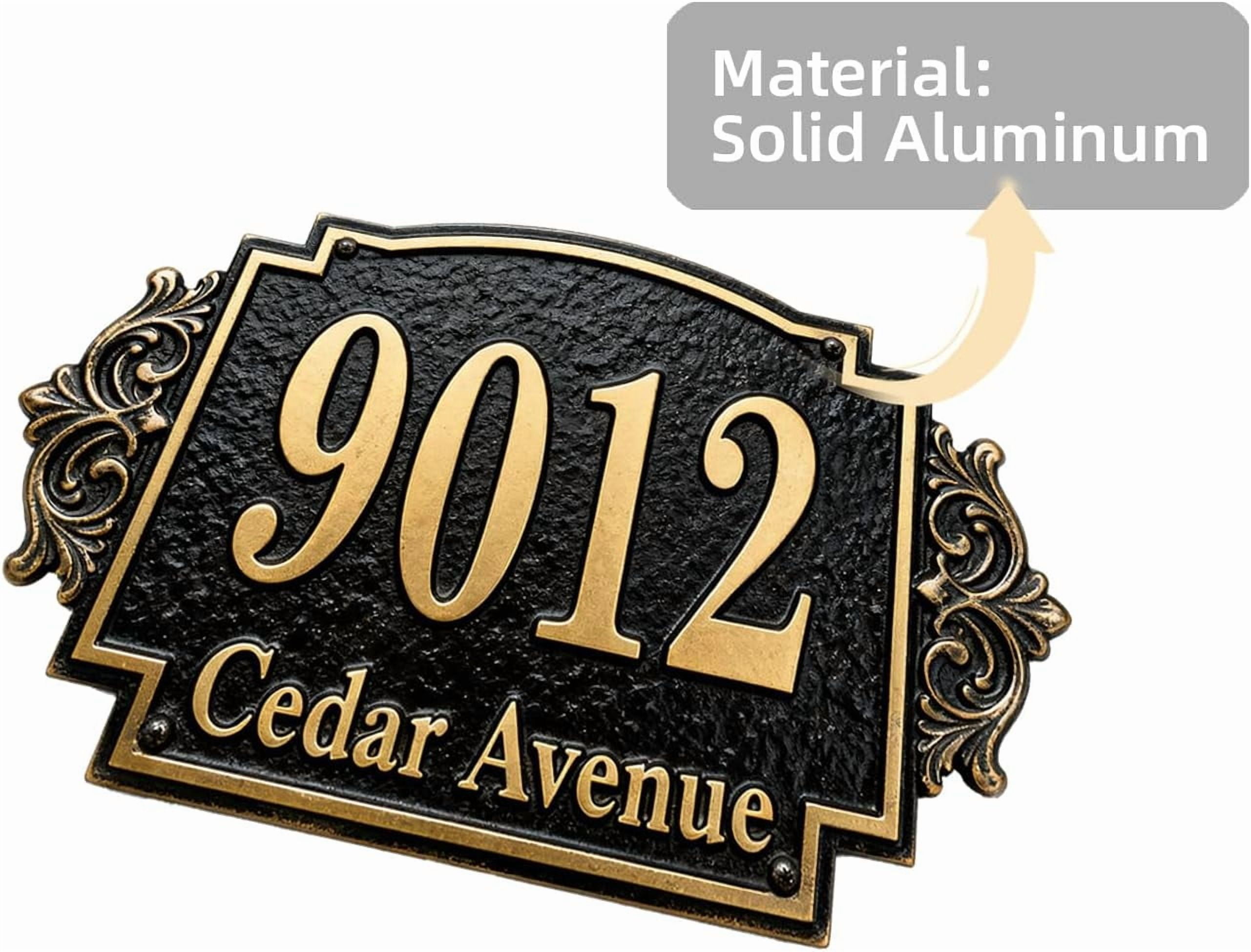 Personalized Cast Metal Address Plaque Vintage Custom House Number Sign Outside Street Mailbox Address Classic Wall Antique Brass Signs Durable Weather Resistant