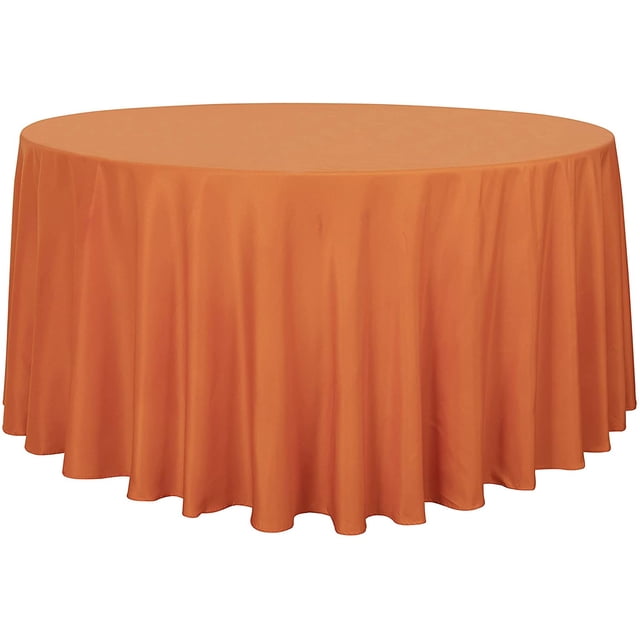 LAICAIW Round Tablecloth-120 Inch-Water Resistant Spill Proof Washable Polyester Table Cloth Decorative Fabric Table Cover for Dining Table, Buffet Parties and Camping, Orange
