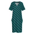thumbnail image 4 of Vestido holgado con bolsillos y estampado de mosaico de cinta verde azulado para mujer, novedades de verano 2025, ropa para mujer., 4 of 7