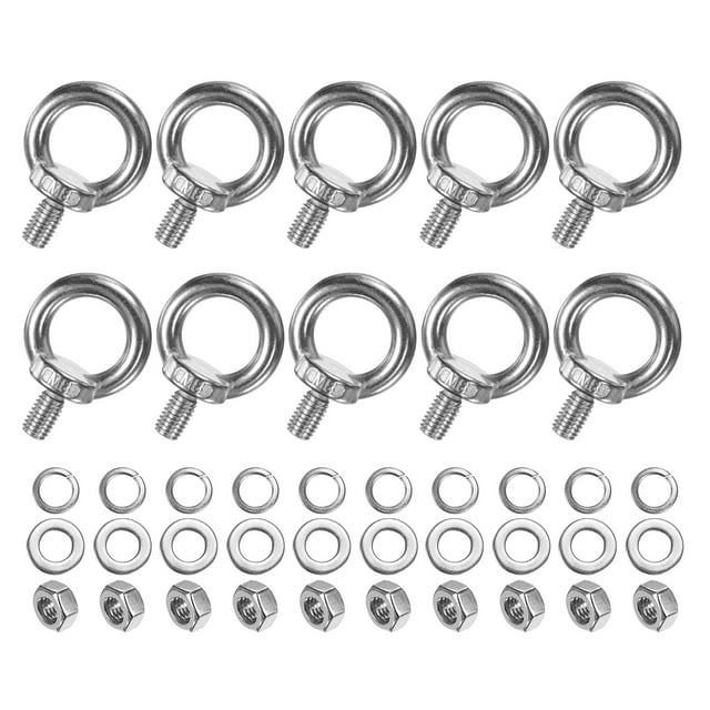 Uxcell 10-Sets Stainless Eyebolt M8x14mm Shoulder Lifting Eye Bolt with Nuts Washers Male Screw Thread Ring
