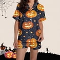 thumbnail image 6 of Tnhcen Women's Halloween Cute Floral Print Button-Up Shirt & Elastic Waist Shorts 2-Piece Sleepwear Set - Fit Pocket Details Soft & Cozy Pajamas Set (S-2XL), 6 of 8
