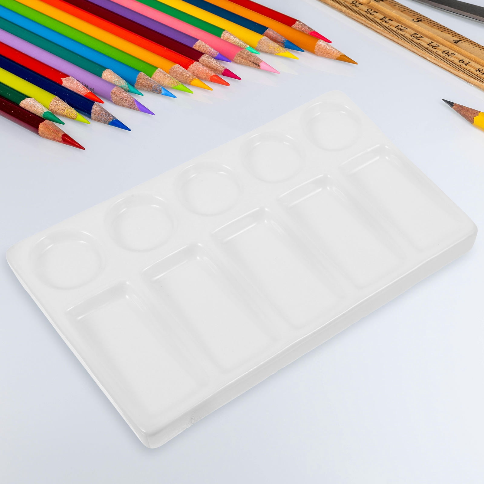Raindrops 10-Well Professional Rectangular Painting Palette for Travel and Art Supplies