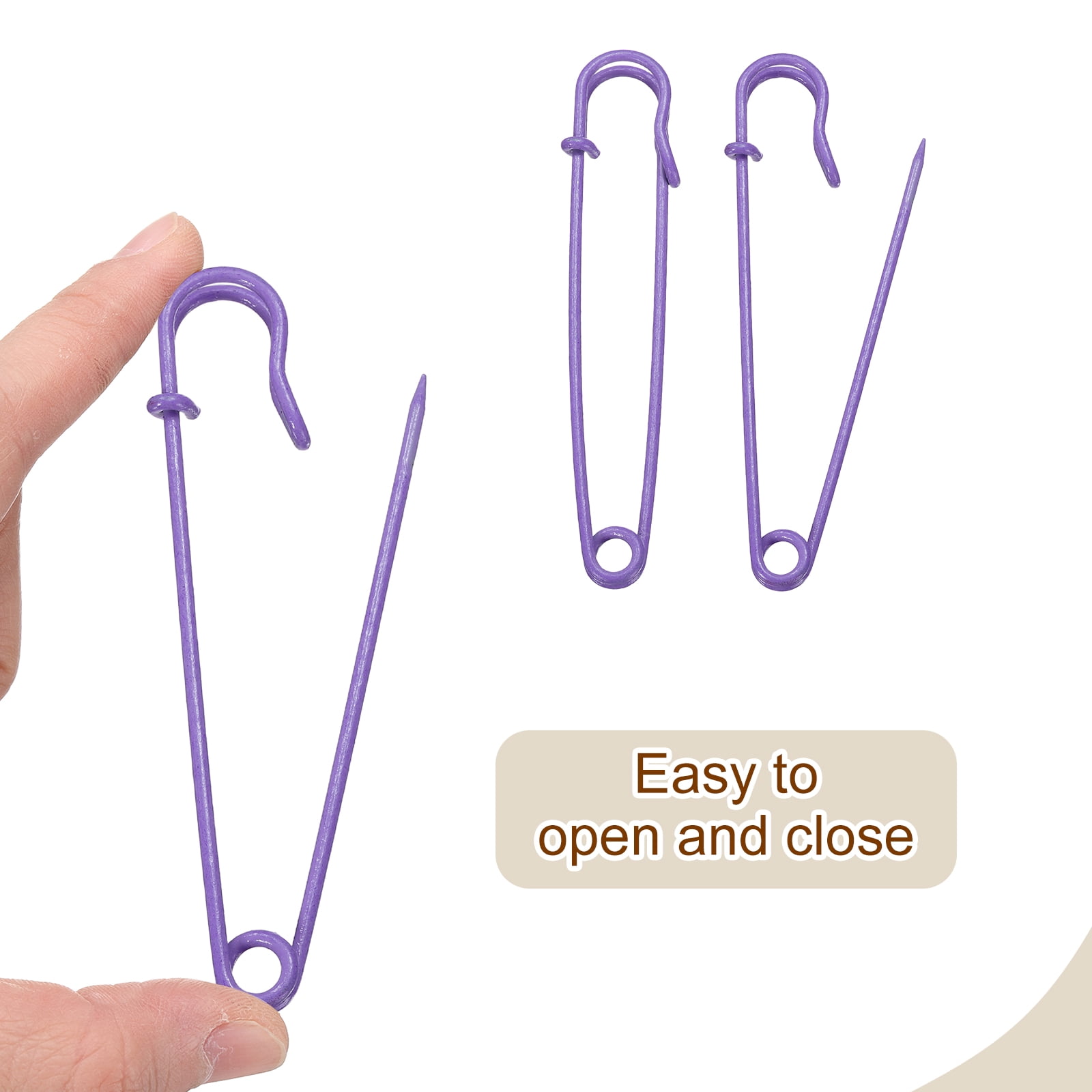 Uxcell 30pcs Safety Pins 100mm Baked Paint Large Safety Pin for Clothes, Purple