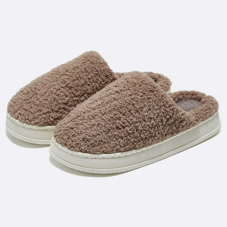 

Solid Color Indoor Fleece Comfortable Cotton Slippers For Men And Women
