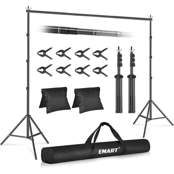 EMART Backdrop Stand 10x7.8ft, Adjustable Background Support kit for Photo Studio, Parties, Events Decoration