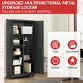 thumbnail image 3 of Metal Storage Cabinet with with Pegboard and Wheels, Steel Garage Storage Cabinet with Lock and Adjustable Shelves, Tall Tool Storage Cabinet for Home Office, Garage, Pantry (Black), 3 of 8