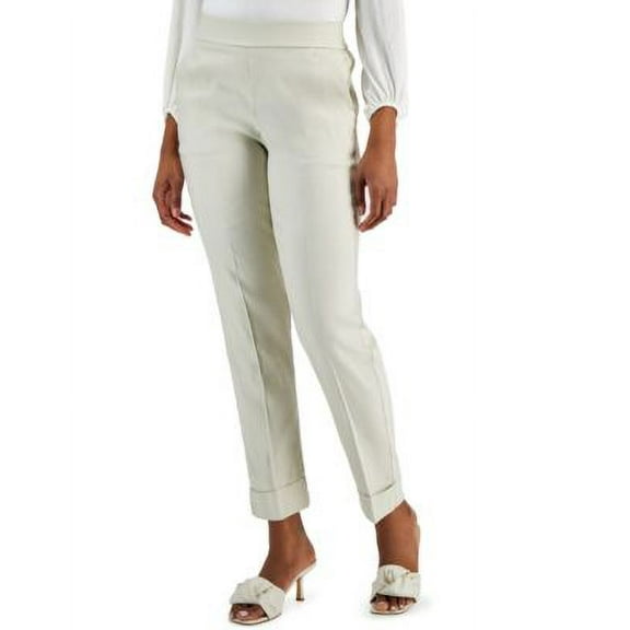 MSRP $70 Alfani Women Pull-On Straight-Leg Pants Beige Size XL