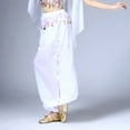 thumbnail image 2 of SWSMCLT Women's Dance Costume Lightweight Pants Dance Loose Fit Fringe Metal Bloomers Winter Hippie Belly White Small-Large, 2 of 5