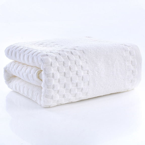 LOLIPPYY 1Pc Pure Cotton Bath Towel White Ultra Absorbent Thick Shower Towel for Bathing Use