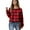 Red, variant on Women's Casual Shirts Long Sleeve Tops Button Up V Neck Loose Knit Fall Favorites For Women with Retro Plaid Print Waffle Henley Shirt, Classic Autumn Wear,Camel,L
