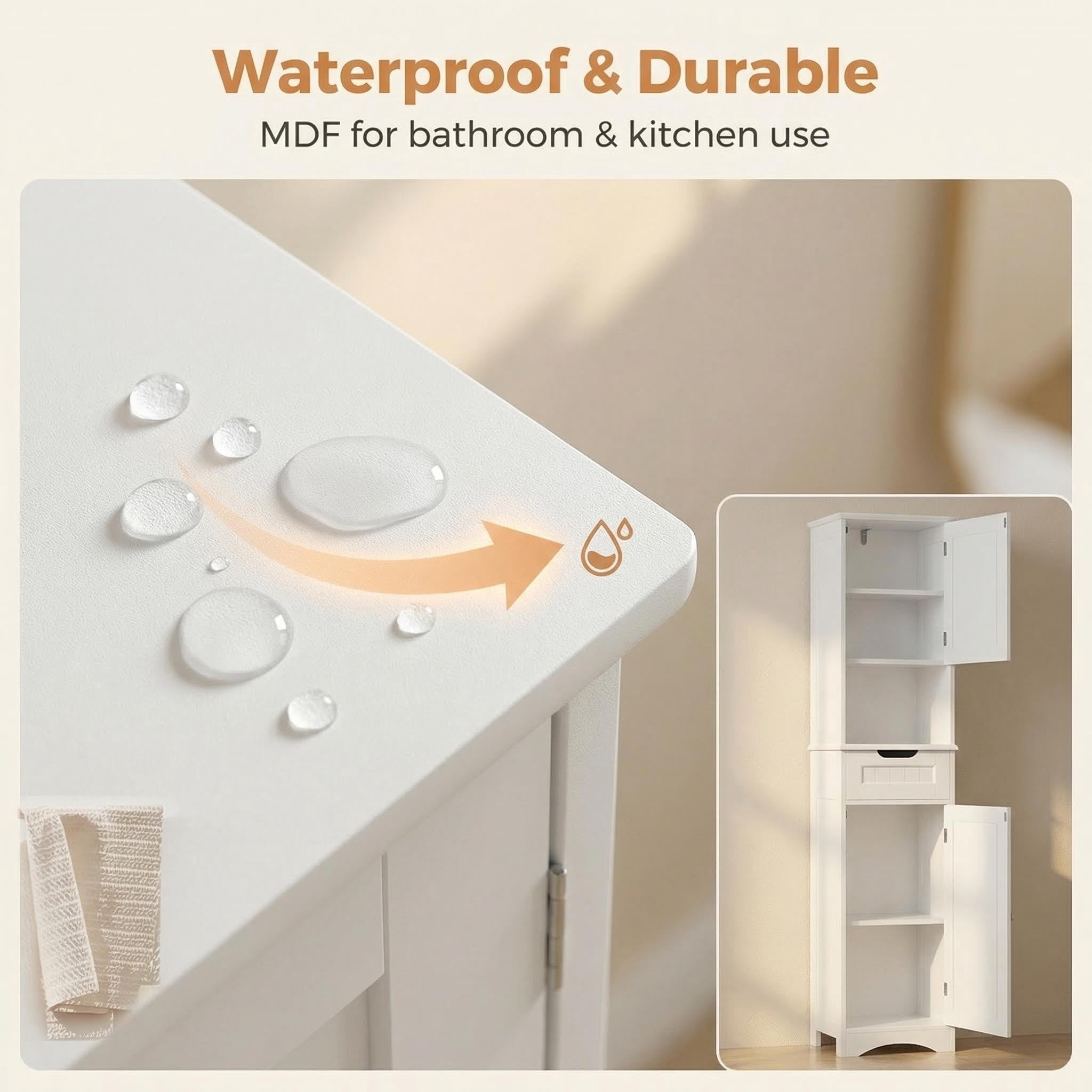 Lofka 67" Tall Narrow Bathroom Storage Cabinet, Freestanding Anti-Tipping Adjustable Shelf for Small Space | Bathroom | Kitchen, White