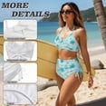 thumbnail image 6 of Xoenoiee Blue Turtle Starfish Seashell Coral Print Womens High Waisted Bikini Sets, Textured Tummy Control Swimsuit, 2 Piece Twist Front Bathing Suits for Women, S, 6 of 7