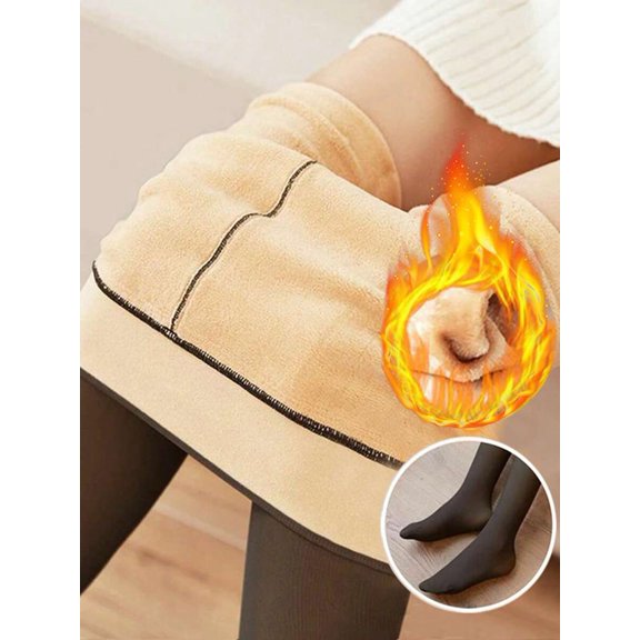 1 Pair Women's 300g/220g/80g Sexy Sheer Black Pantyhose, Plus Size Warm Lining Leggings, Business Tights for Autumn & Winter, Suitable for 0-15 ° C