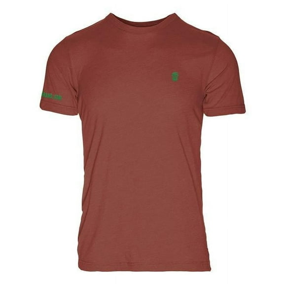 RecyclenBrand RM101CG-M Triblend Crew T-Shirt for Mens, Clay with Green Logo - Medium