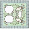 thumbnail image 4 of Metal Light Switch Plate Cover Green Floral Mandala Paisley Circular Tile Pattern TIL087, 4 of 13