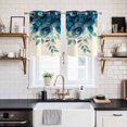 thumbnail image 2 of Teal Turquoise Kitchen Curtains Small Short 39 Inch Length, Peacock Feathers Aesthetics Eucalyptus Grommet Top Bedroom Living Room Curtains, Light Filtering Cafe Curtain Drapes 2 Panels Set 55''x39'', 2 of 9