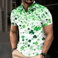 thumbnail image 3 of guisaled St Patricks Day Shirts Mens Short Sleeve Golf Shirt Button Henley Collared T Shirt Clover Graphic Casual Dressy Work Blouses Savings, 3 of 6