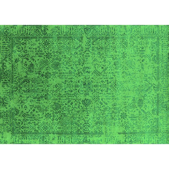 Ahgly Company Indoor Rectangle Oriental Green Industrial Area Rugs, 2' x 4'